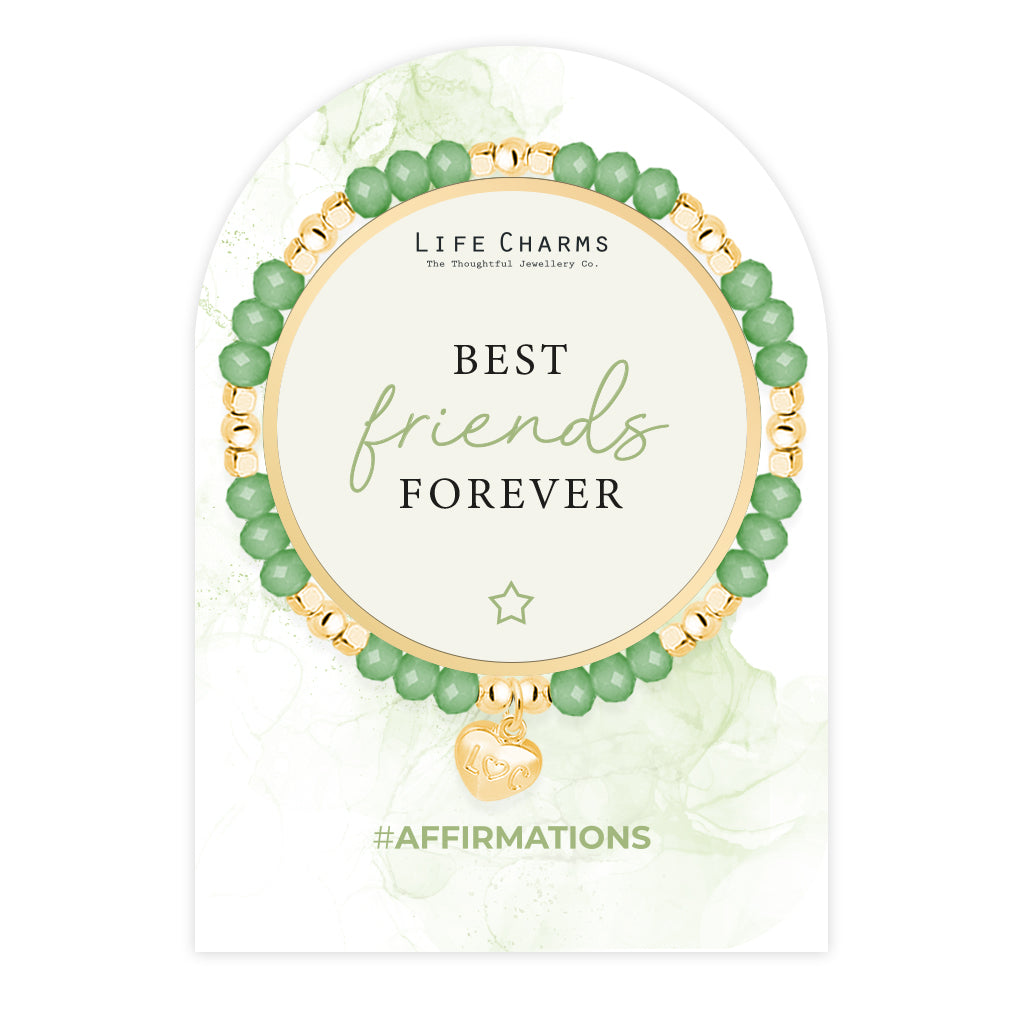 Best Friends - Green crystal affirmation bracelet