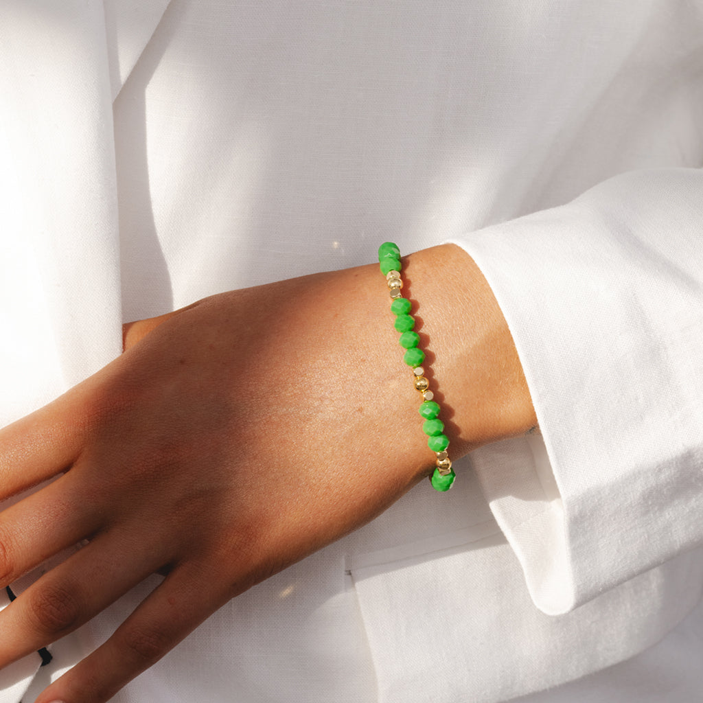 Best Friends - Green crystal affirmation bracelet