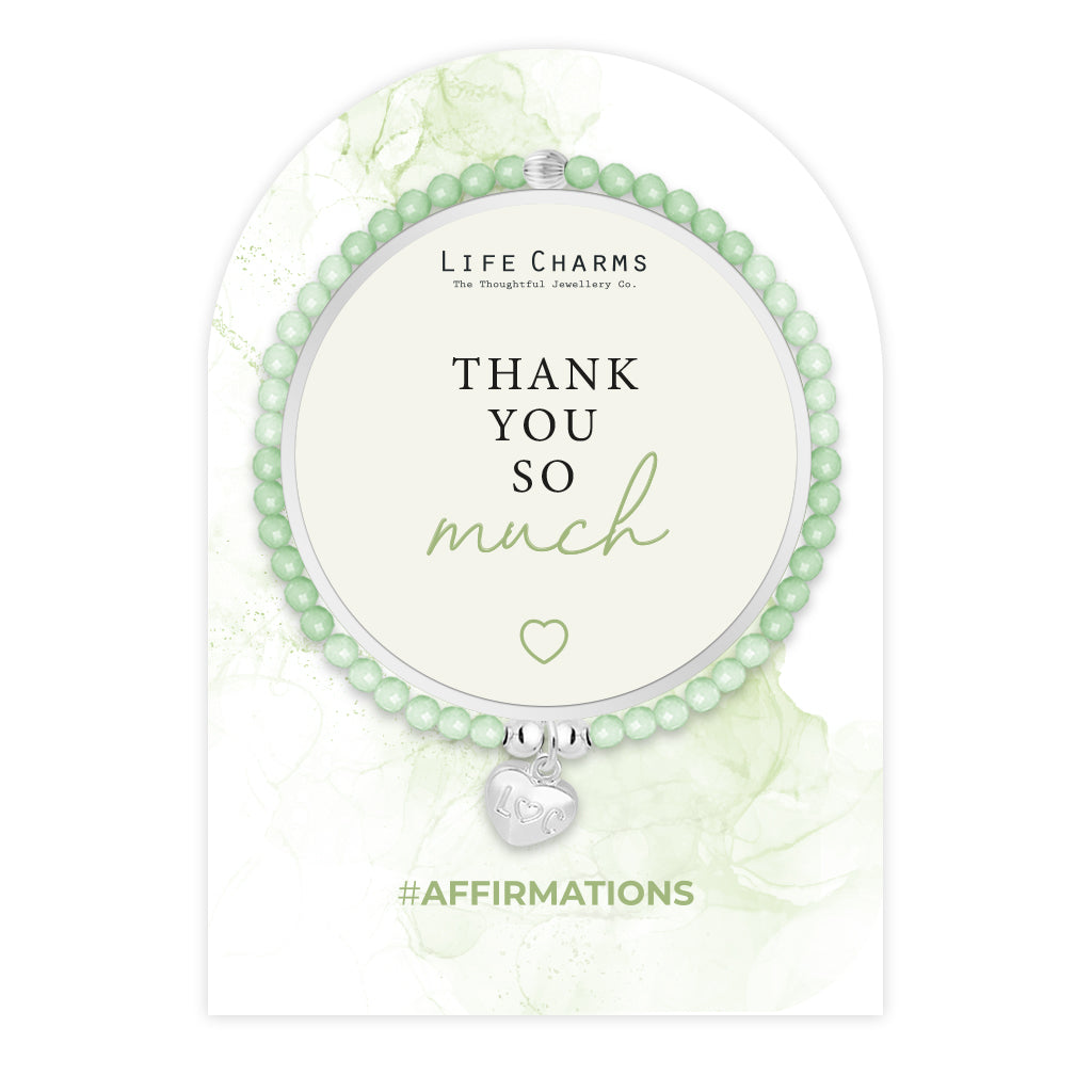 Thank You - Green crystal affirmation bracelet