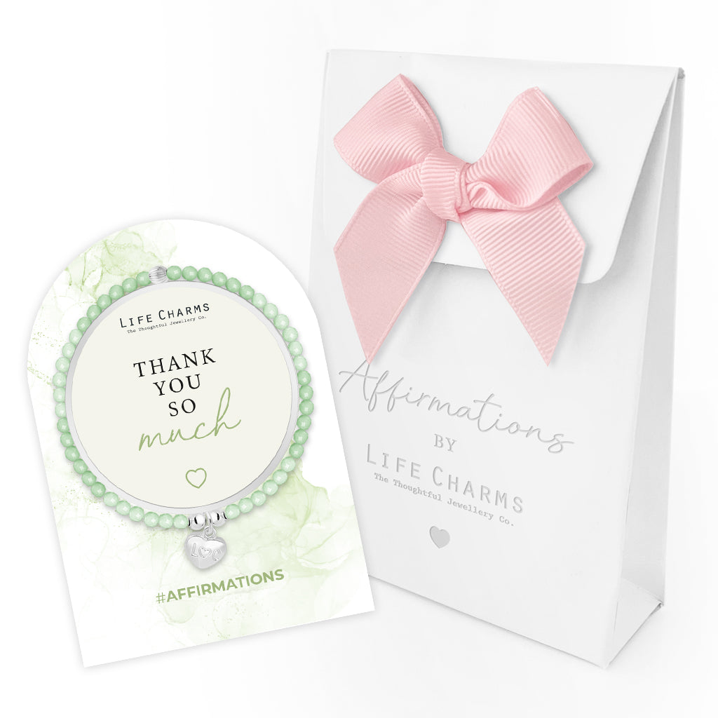 Thank You - Green crystal affirmation bracelet