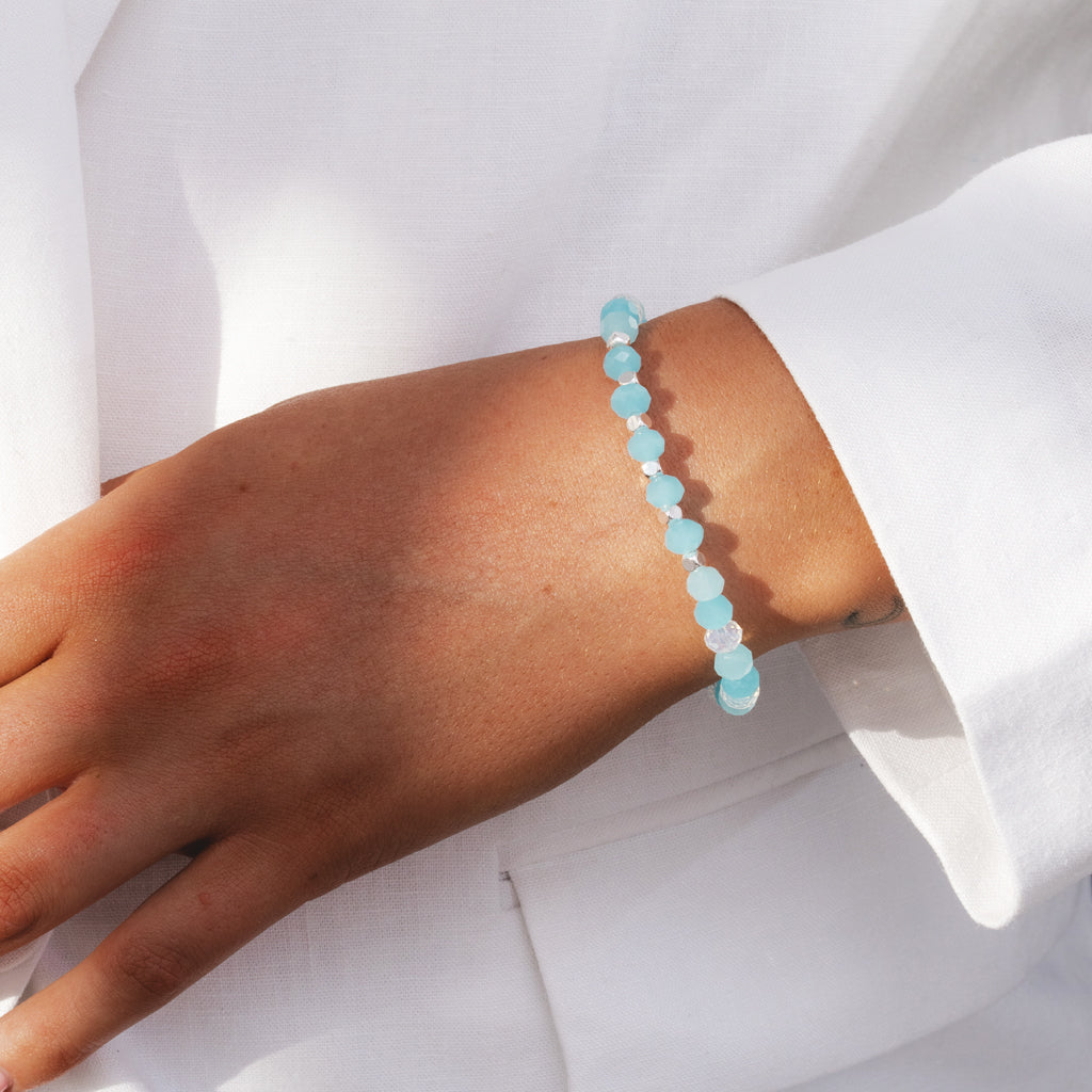 Happy Birthday - Blue crystal affirmation bracelet