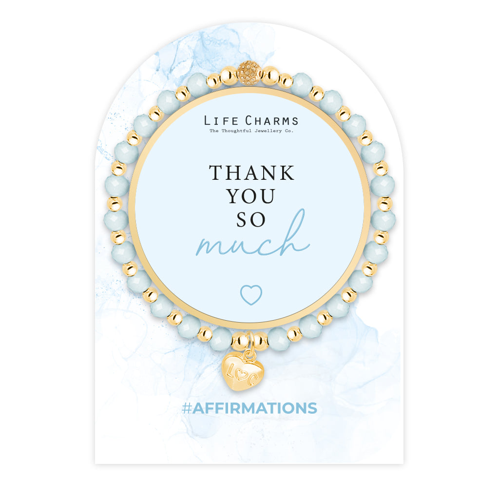 Thank You - Blue crystal affirmation bracelet