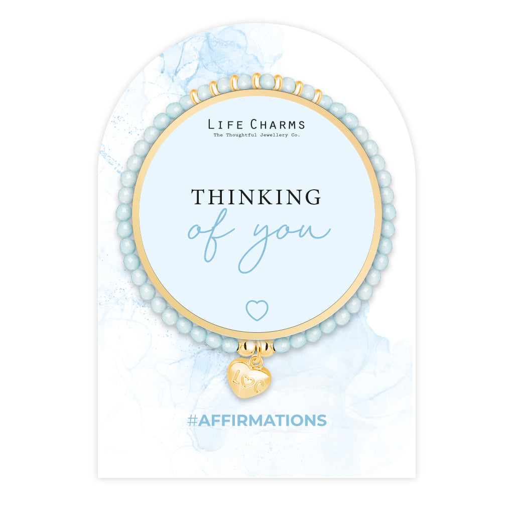 Thinking of You - Blue crystal affirmation bracelet