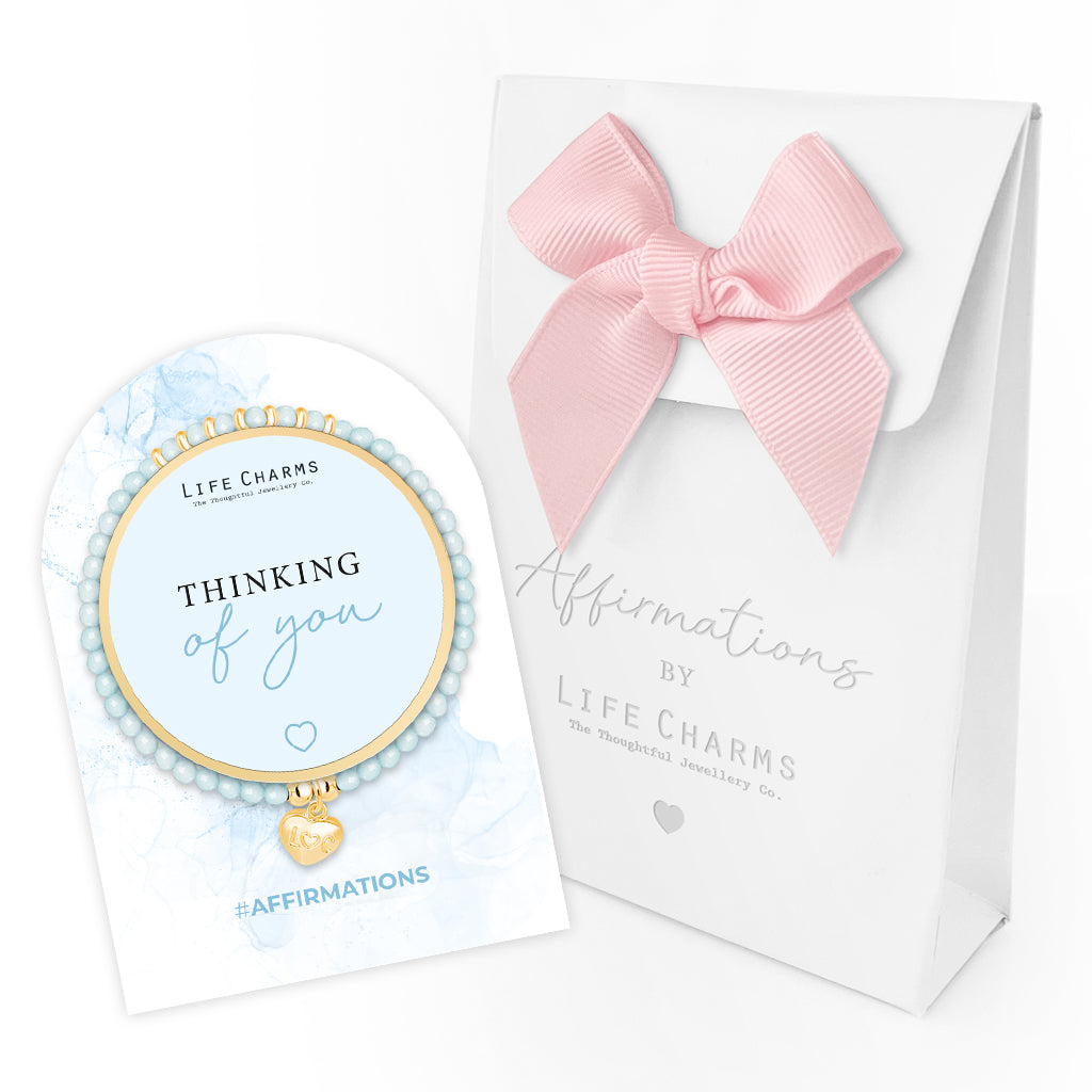 Thinking of You - Blue crystal affirmation bracelet
