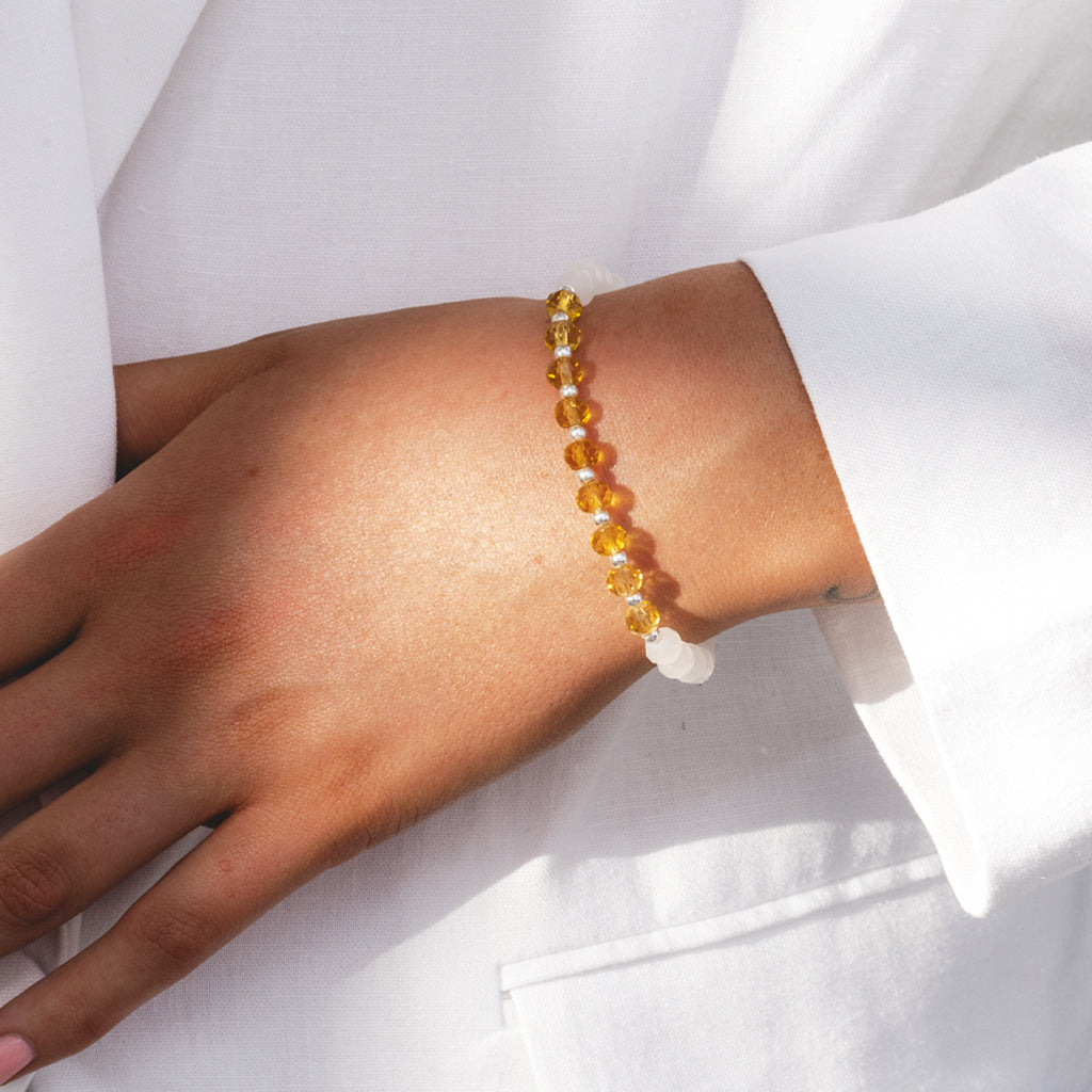 Happy Birthday - Yellow crystal affirmation bracelet