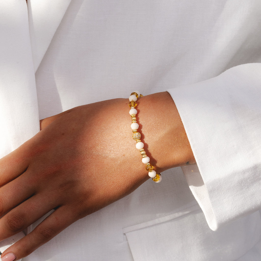 Happy Birthday Bestie - Yellow crystal affirmation bracelet