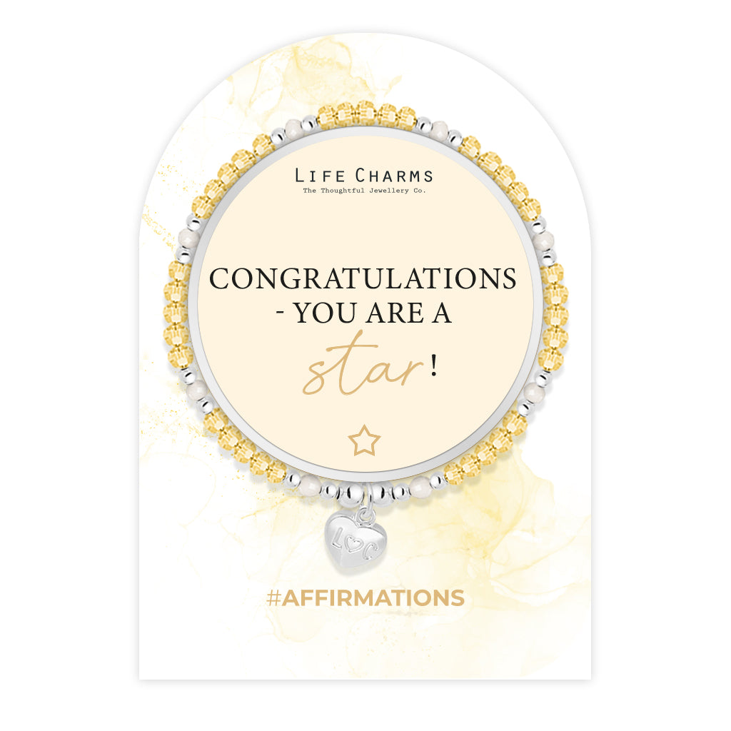 Congratulations - Yellow crystal affirmation bracelet