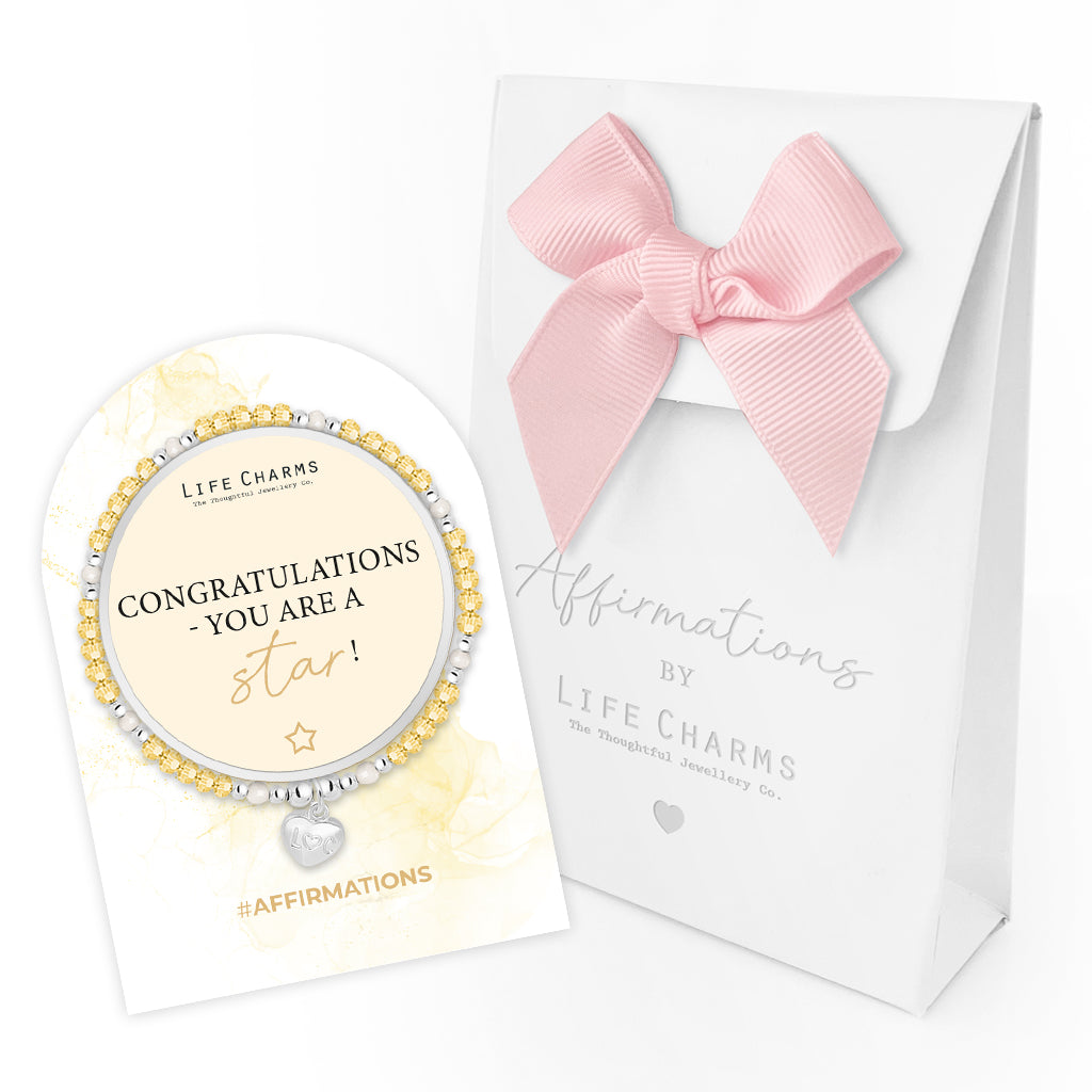Congratulations - Yellow crystal affirmation bracelet
