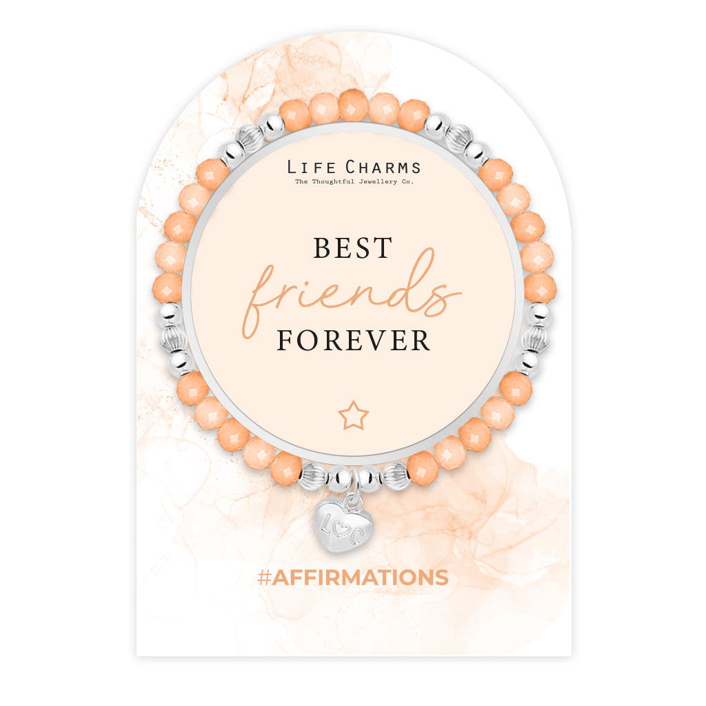Best Friends - Orange crystal affirmation bracelet