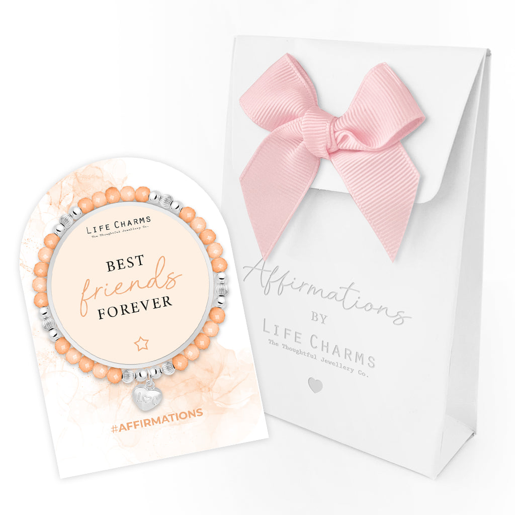 Best Friends - Orange crystal affirmation bracelet