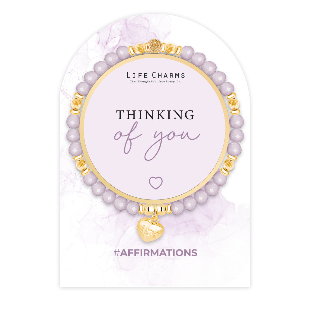 Thinking of you - Purple crystal affirmation bracelet
