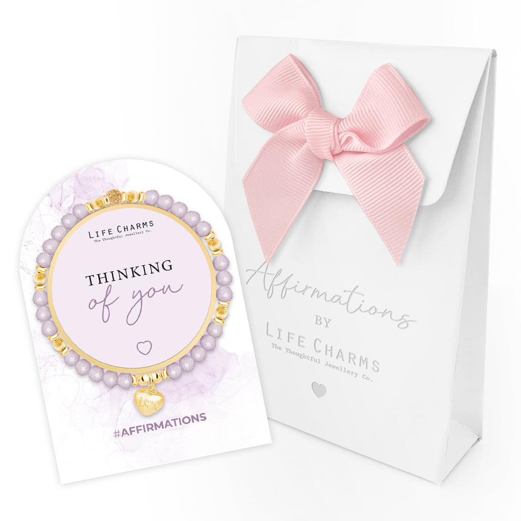 Thinking of you - Purple crystal affirmation bracelet