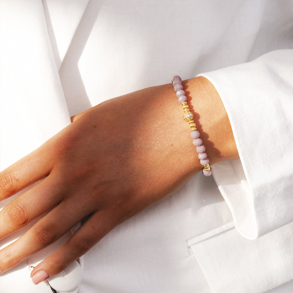 Thinking of you - Purple crystal affirmation bracelet