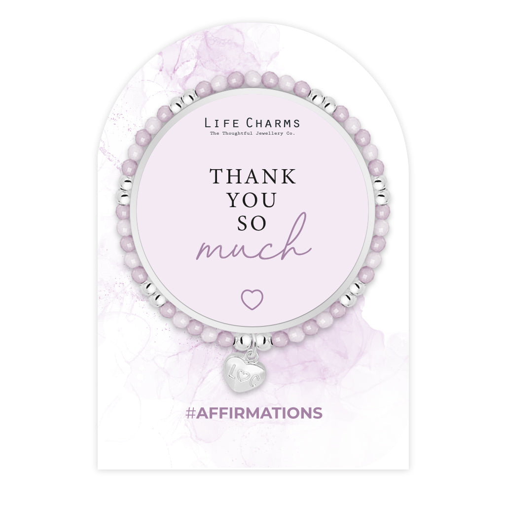 Thank you - Purple crystal affirmation bracelet