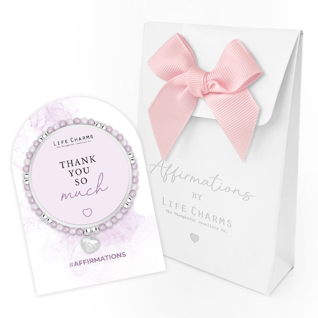 Thank you - Purple crystal affirmation bracelet