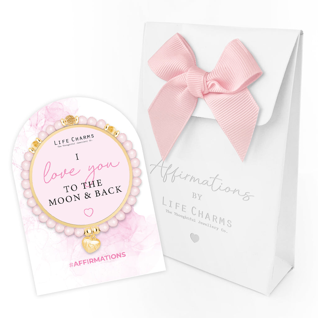 I love you - Pink crystal affirmation bracelet