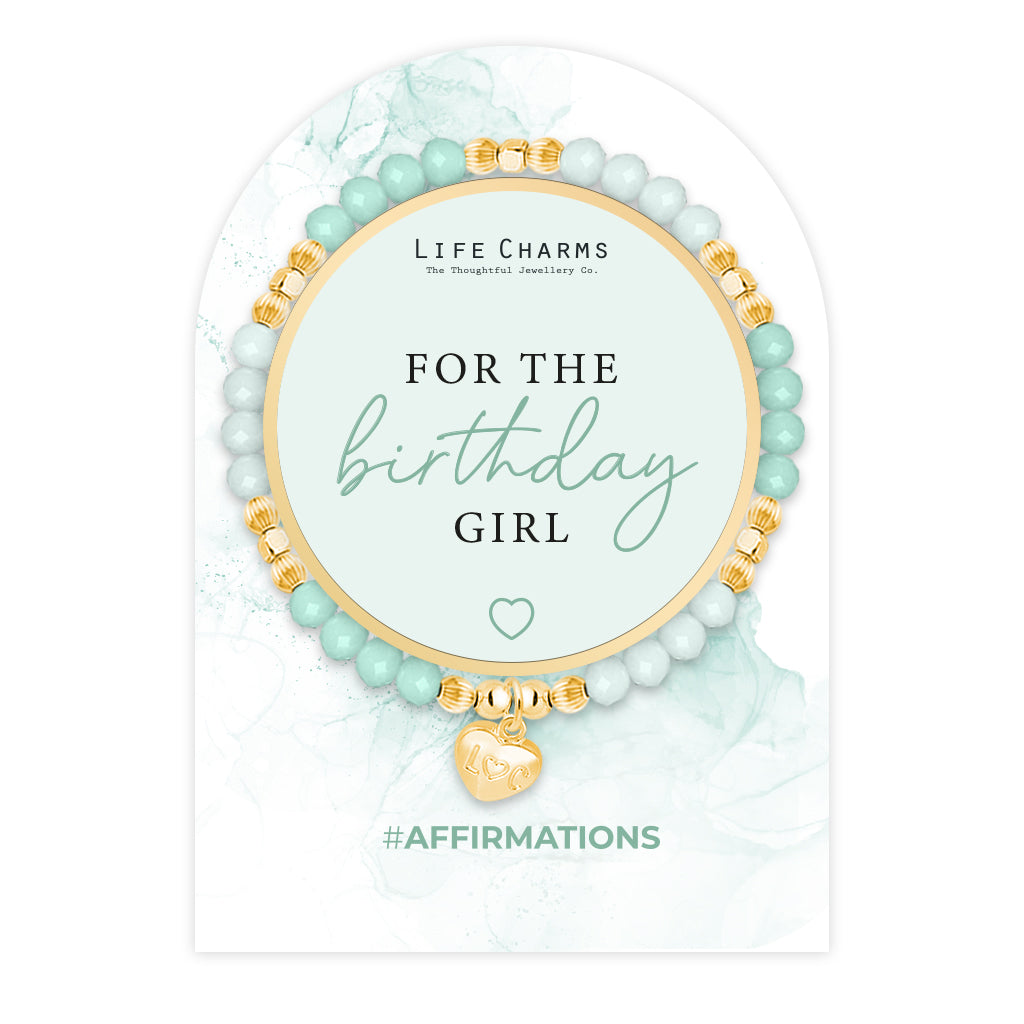 Birthday Girl - Mint crystal affirmation bracelet