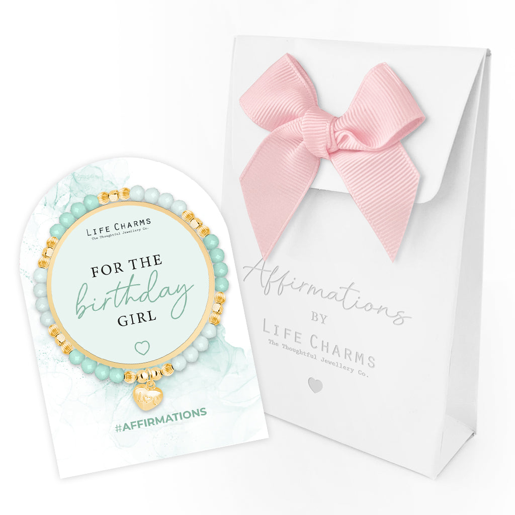 Birthday Girl - Mint crystal affirmation bracelet