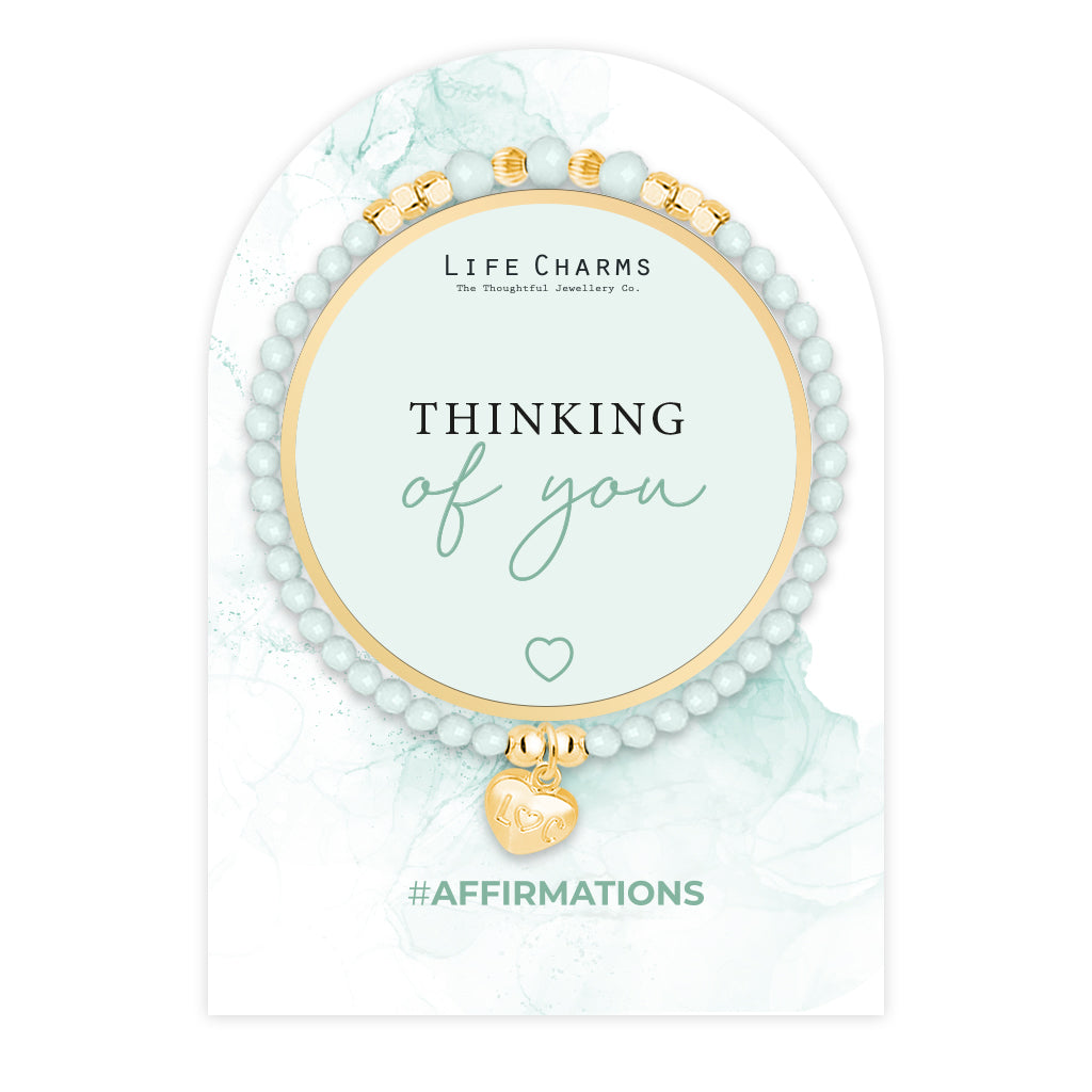 Thinking of you - Mint crystal affirmation bracelet