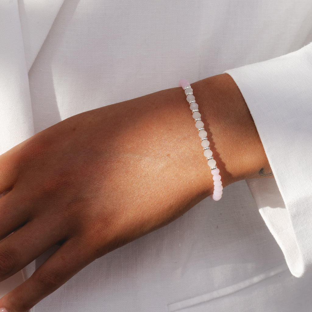 Happy Birthday Bestie - Pink crystal affirmation bracelet