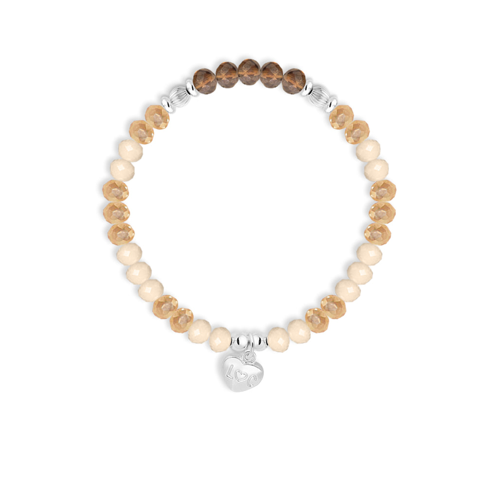 Best Friends Forever - Beige crystal affirmation bracelet