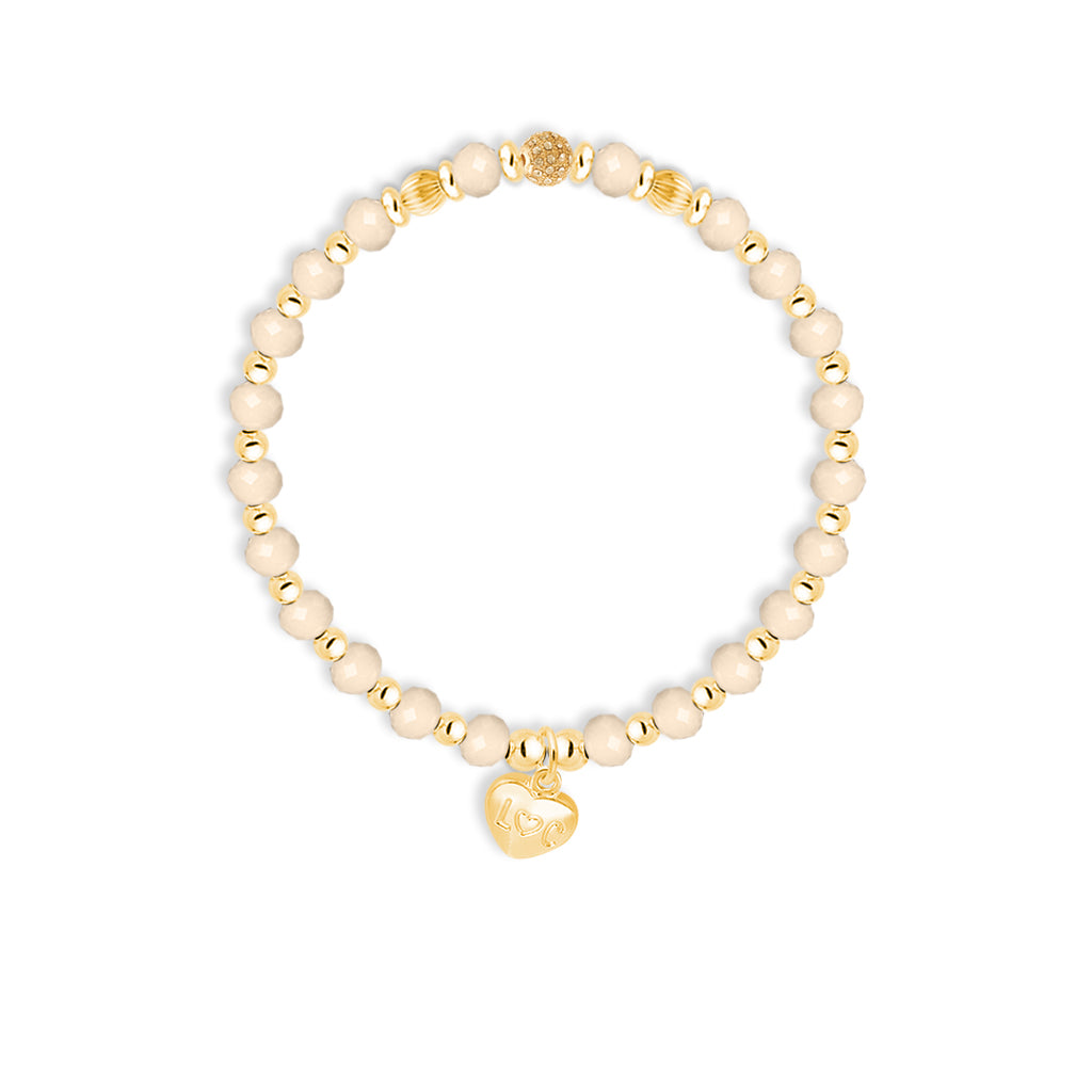 Birthday Girl - Beige crystal affirmation bracelet