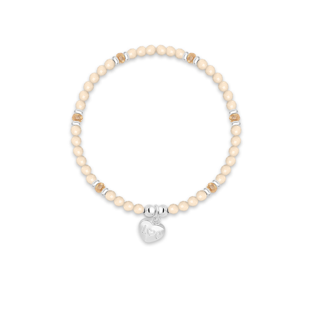 Happy Birthday - Beige crystal affirmation bracelet