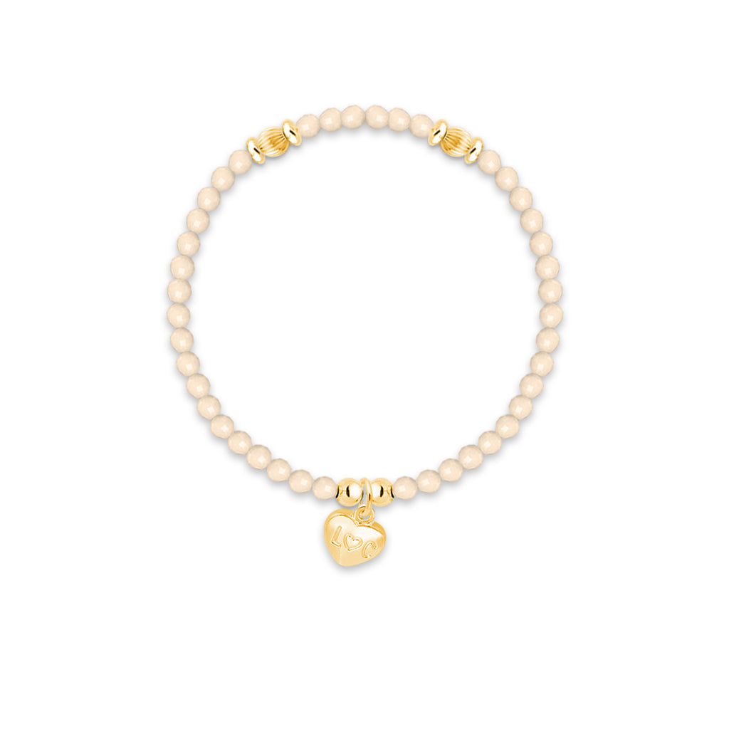 Especially For You - Beige crystal affirmation bracelet