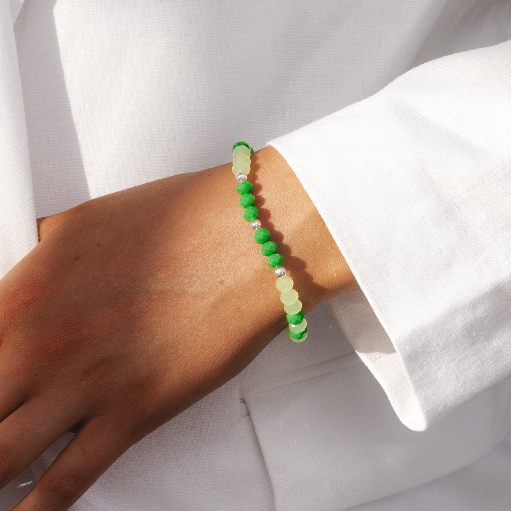Happy Birthday - Green crystal affirmation bracelet