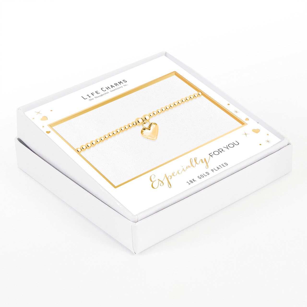 Polished puffed heart bracelet in gold