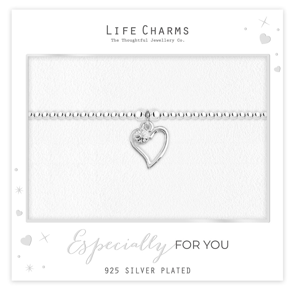 Open heart bracelet in silver