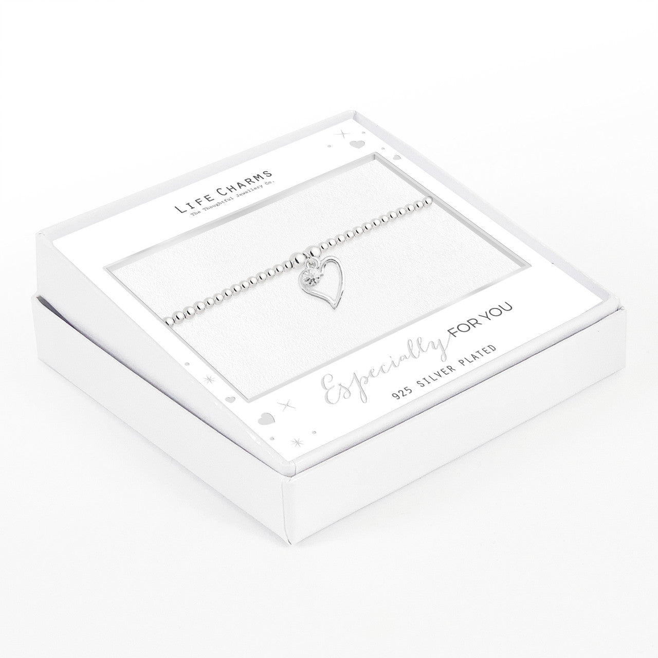 Open heart bracelet in silver