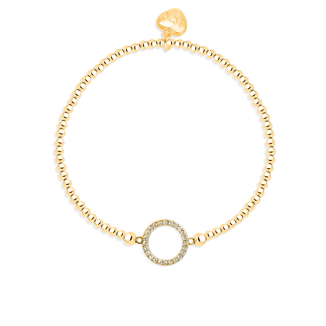 Open crystal circle bracelet in gold