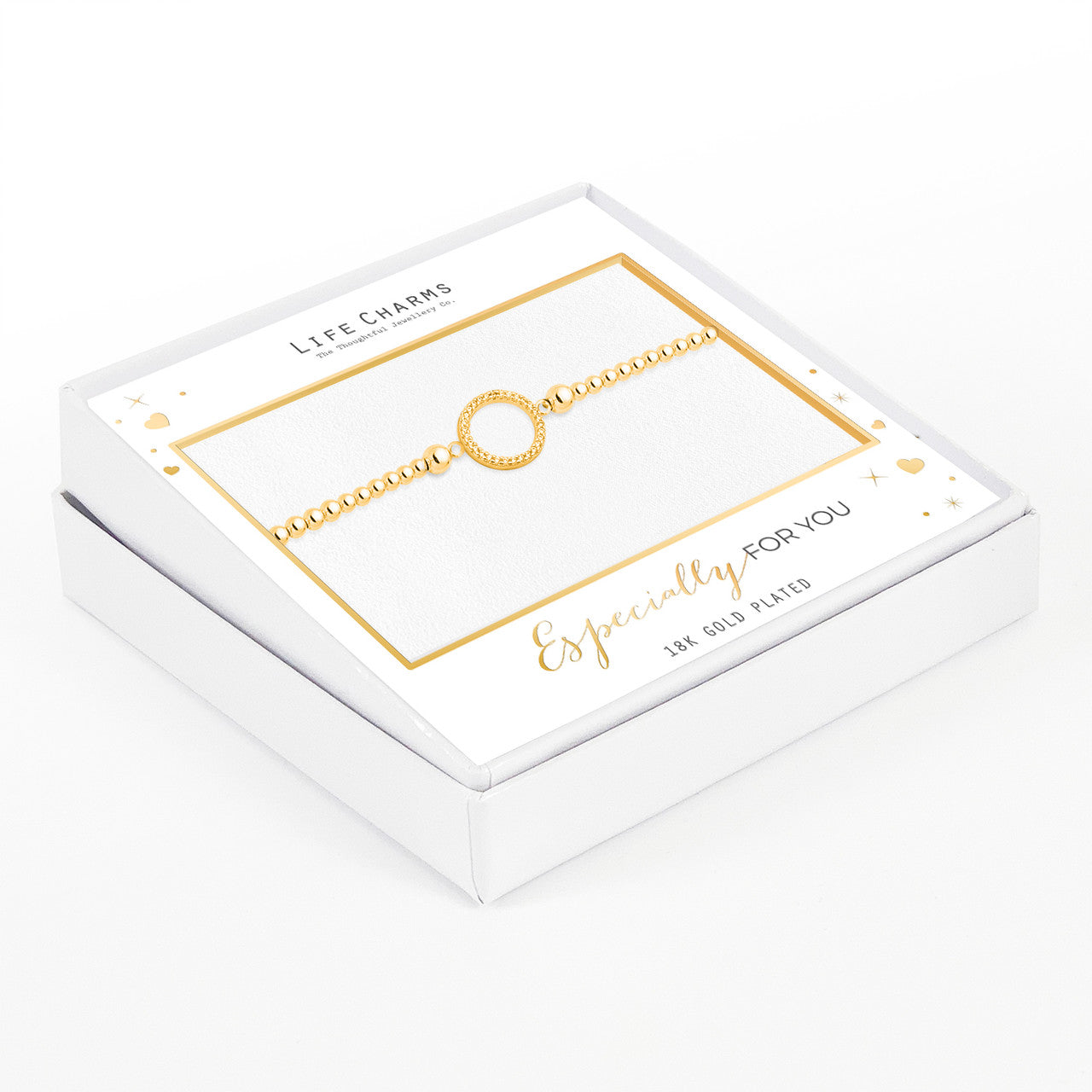 Open crystal circle bracelet in gold