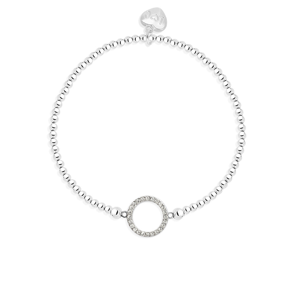Open crystal circle bracelet in silver
