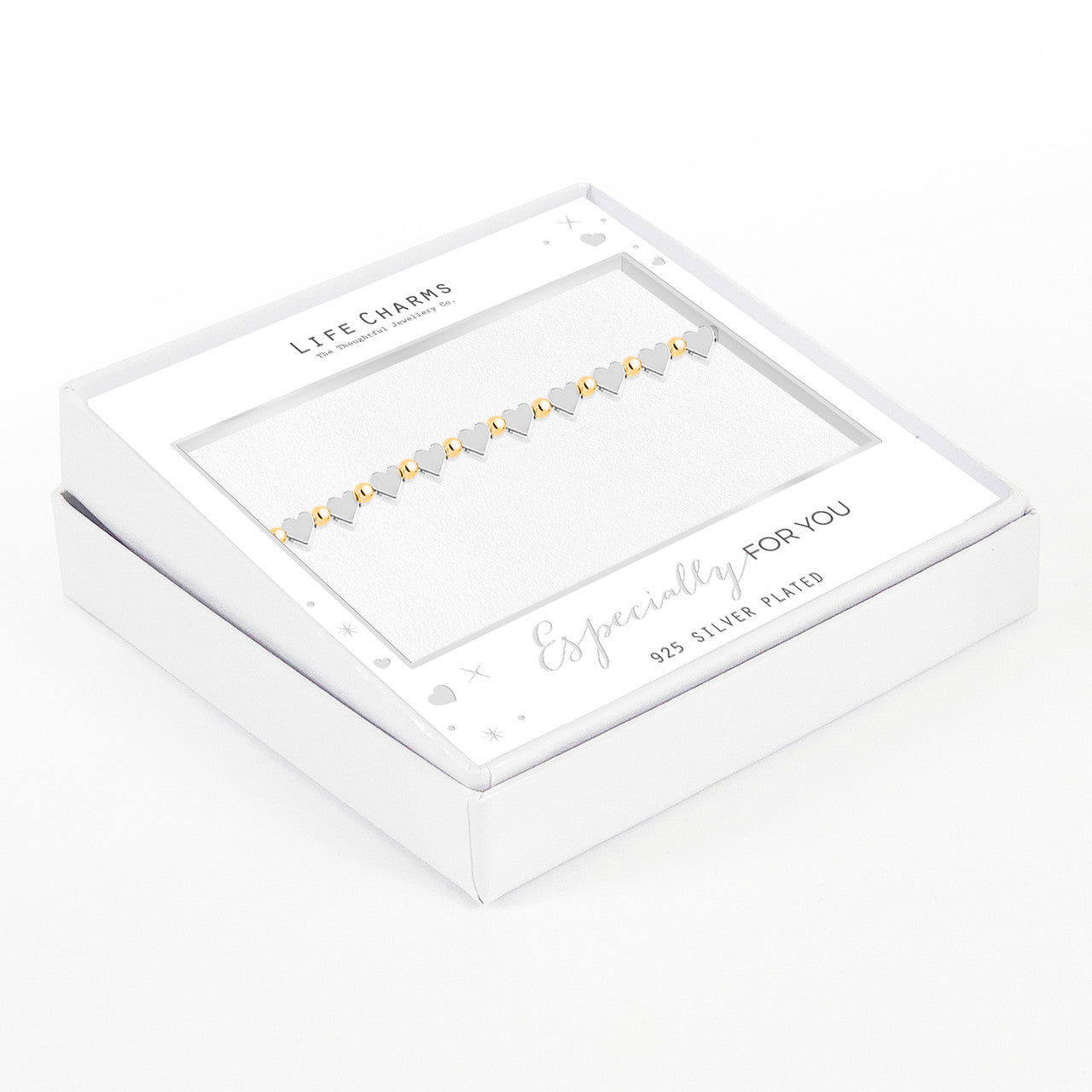 Dainty silver hearts bracelet