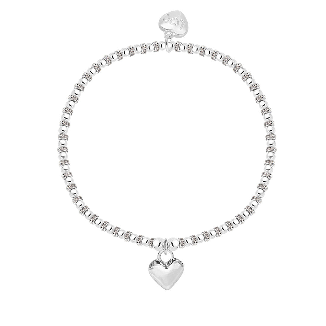 Polished big puffed heart bracelet in silver