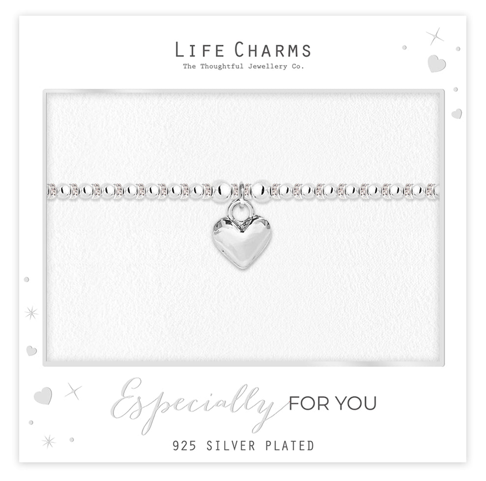 Polished big puffed heart bracelet in silver