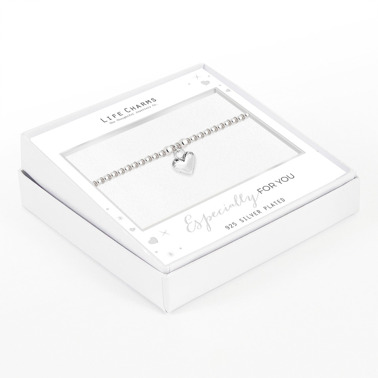 Polished big puffed heart bracelet in silver