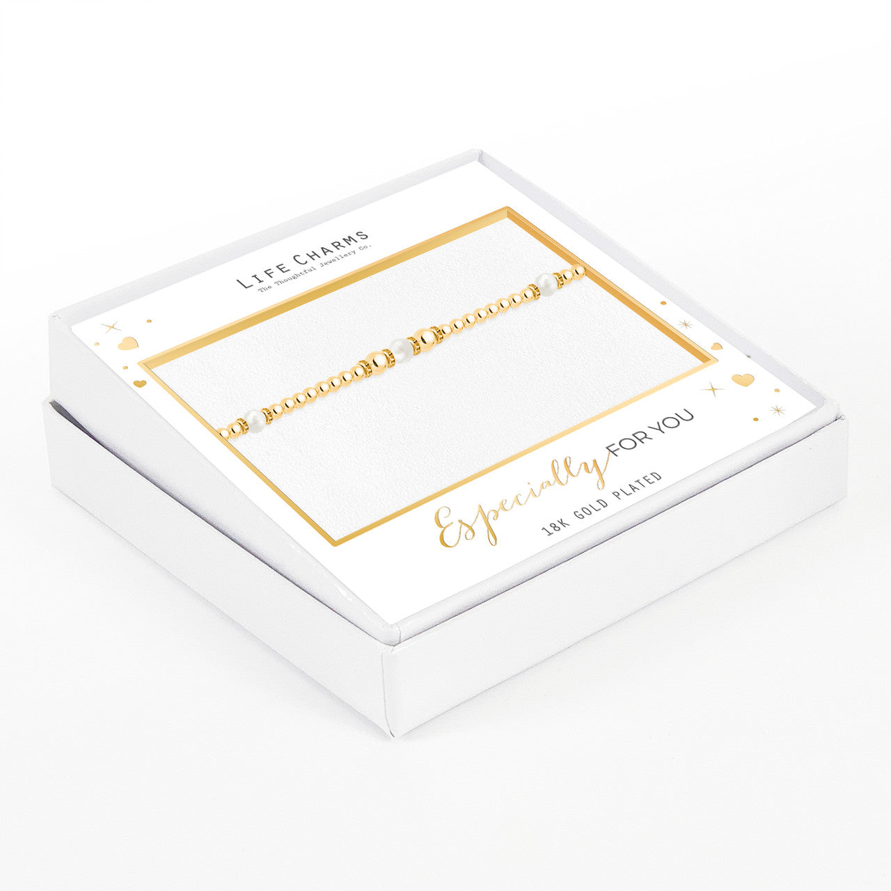 Freshwater pearl bead bracelet in gold