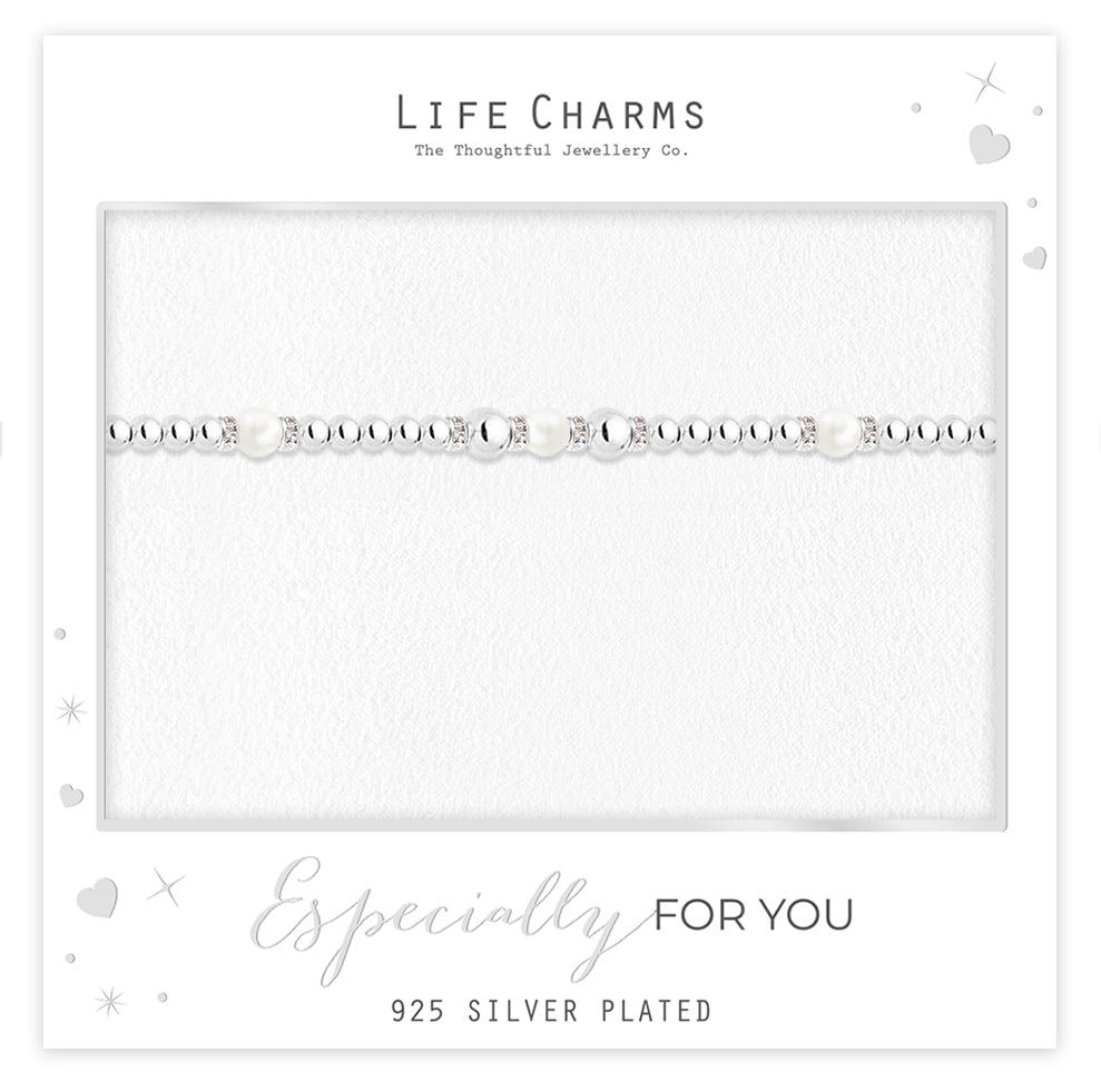 Freshwater pearl bead bracelet in silver