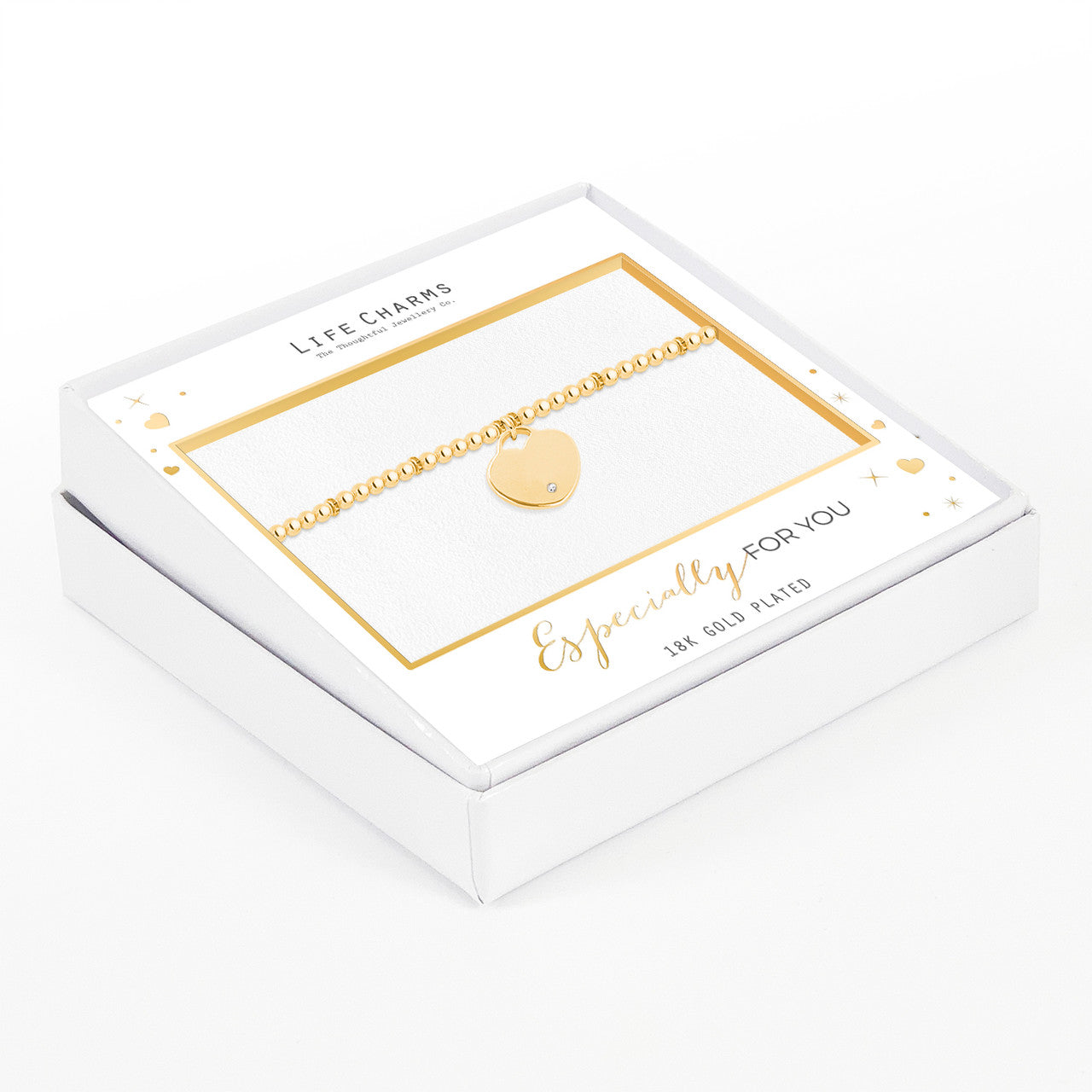 Heart with stone bracelet in gold