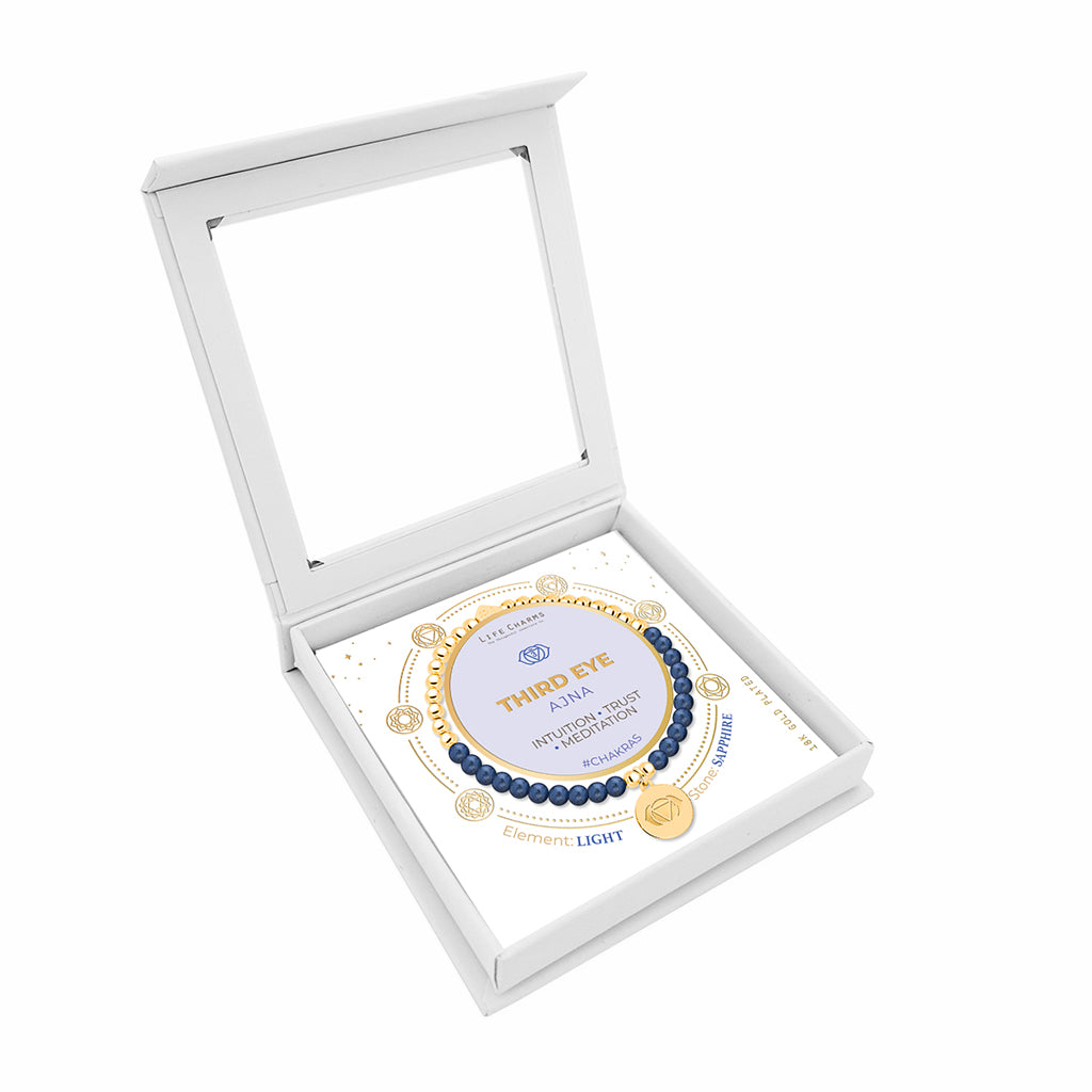 Third Eye chakra sapphire bracelet in gold