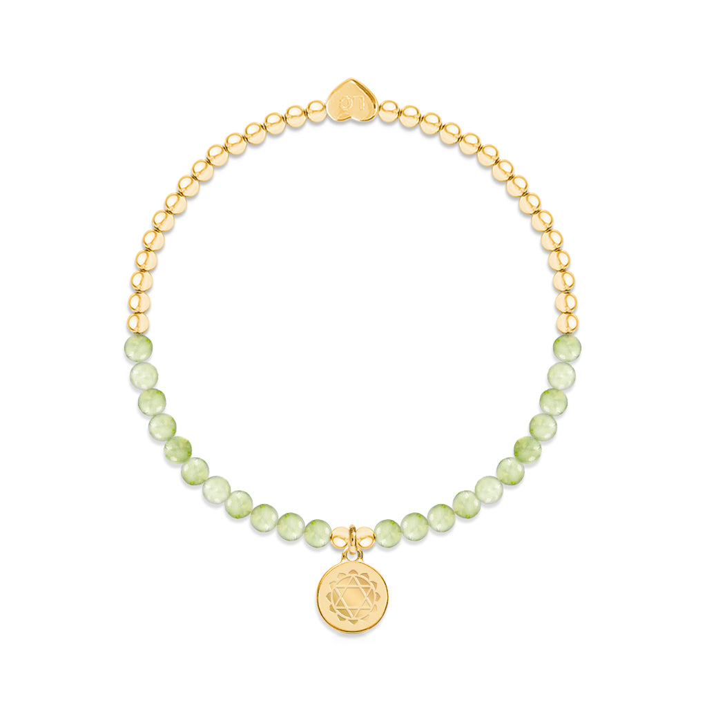 Heart chakra jade bracelet in gold