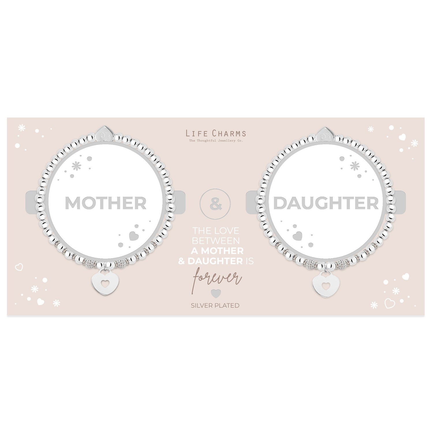 Mother & Daughter heart charm bracelet set