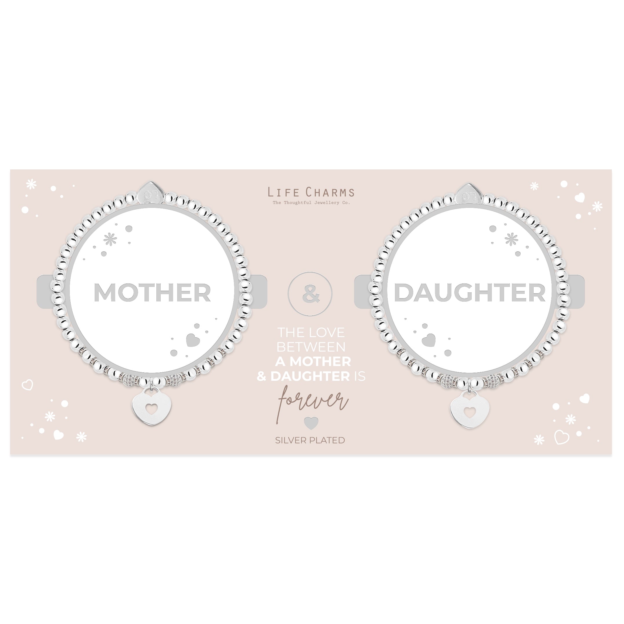 Mother & Daughter heart charm bracelet set