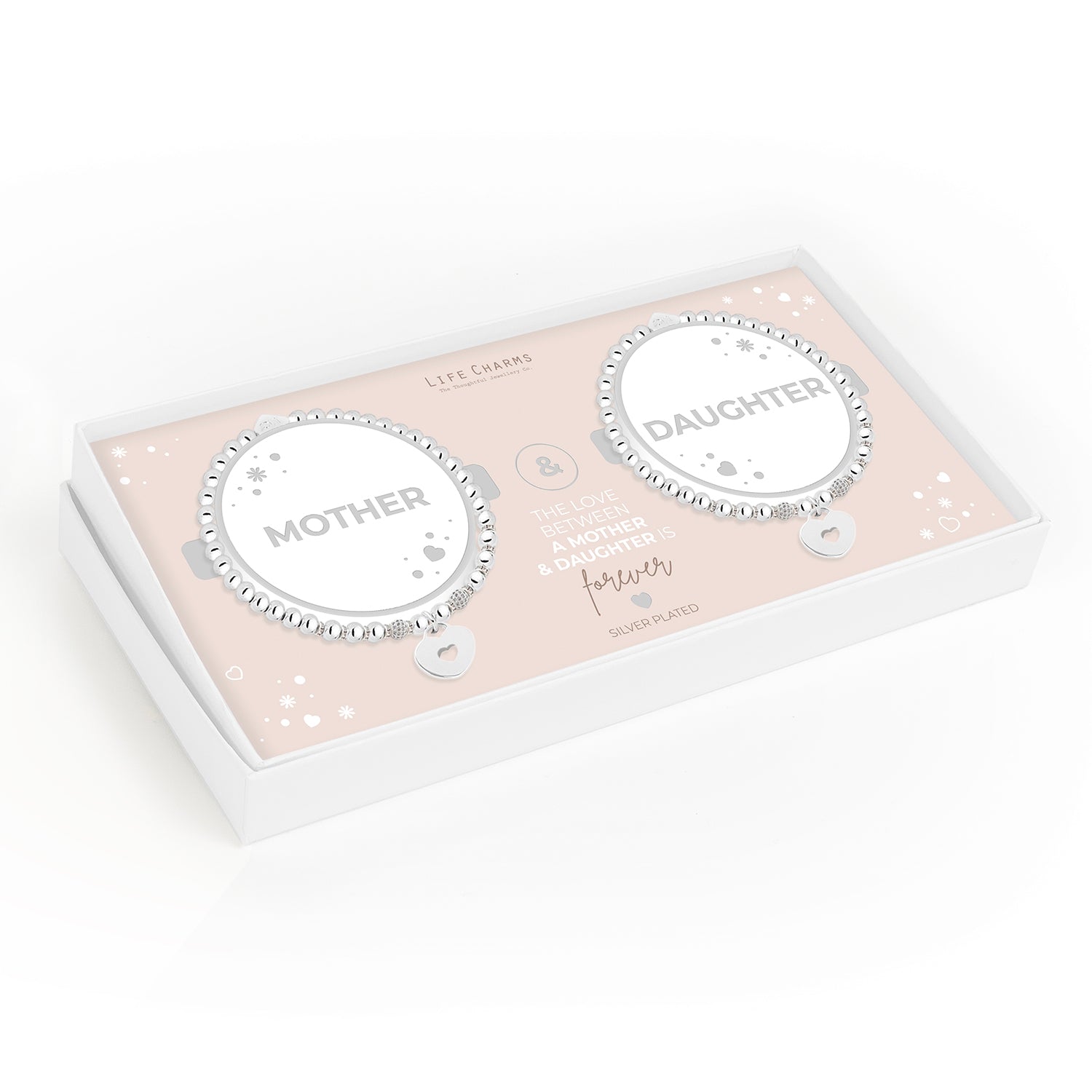 Mother & Daughter heart charm bracelet set