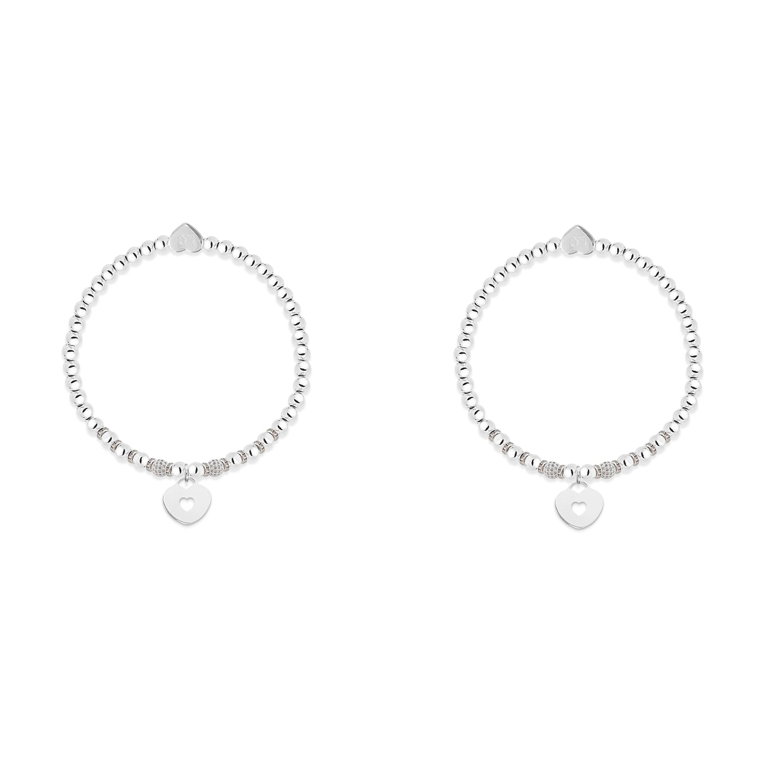 Mother & Daughter heart charm bracelet set