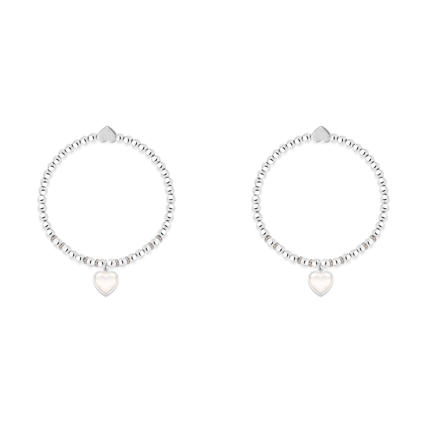 Grandmother & Granddaughter pearl heart charm bracelet set