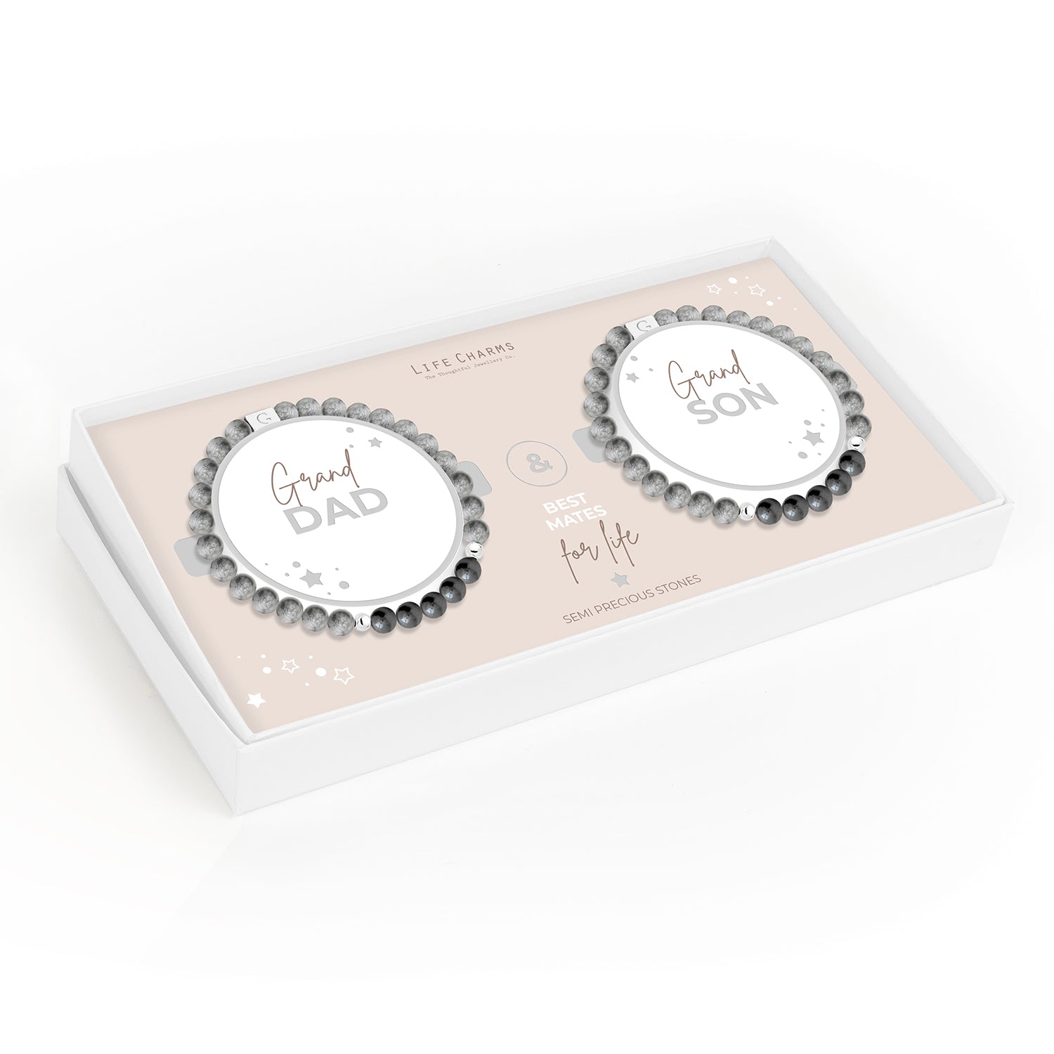 Grandad & Grandson semi precious stones bracelet set